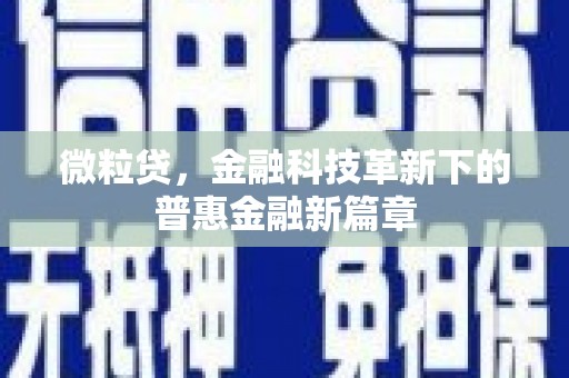 源汇微粒贷，金融科技革新下的普惠金融新篇章